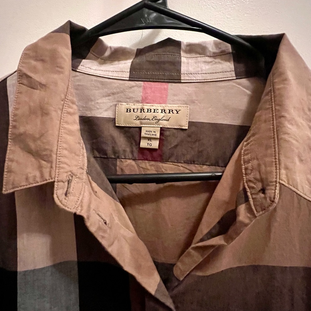 Burberry Women's Brown Plaid Button Down Shirt - Picture 2 of 2